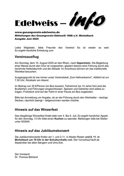 Edelweiß Info Juni 2025